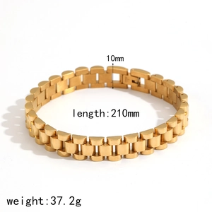Bracciale in acciaio inossidabile dorato da 10mm in stile orologio e lunghezza di 210mm