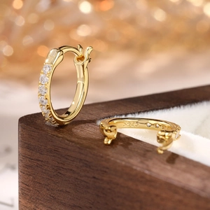 Elegant 925 sterling silver gold hoops with cubic zirconia stones for women