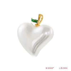 Elegant heart pearl pendant with gold leaf charm for DIY jewelry making 22x26.5mm