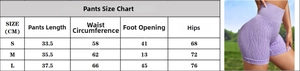 Detailed size chart for women's high waist quick-dry fitness yoga shorts in cm