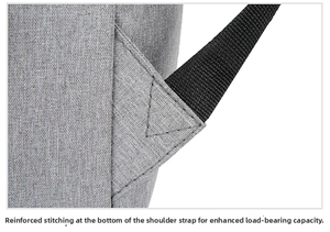 Detail of reinforced triangular stitching on shoulder straps for heavy-duty load bearing