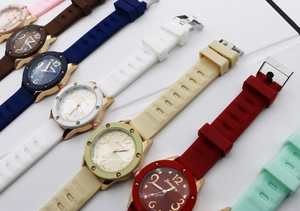 Detailed collection of vintage quartz watches with colorful straps and 3ATM waterproof dial