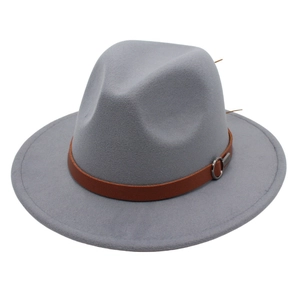 Vintage British Style Fedora Hat With Leather Belt Buckle Decoration Wide Brim Jazz Hat For Men Women Autumn Winter Accessory