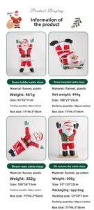 Detailed view of large Santa Claus ornaments including climbing ladder and swing styles