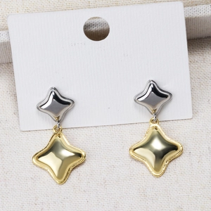 Irregular Starfish Drop Earrings Two Tone Copper Gold Silver Plated Geometric Star Jewelry For Women