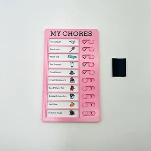 Pink My Chores habit tracker chart with sliding buttons for kids daily task monitoring