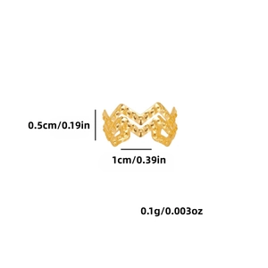 Gold zigzag hair cuff jewelry piece 1cm in length with size and weight specifications