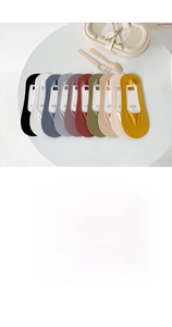 Detailed flat lay of seamless ice silk no-show socks in various pastel color options