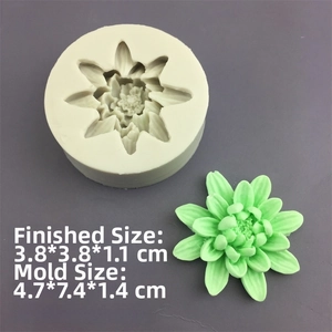 Detail view of lotus flower silicone mold and finished cast with exact dimensions
