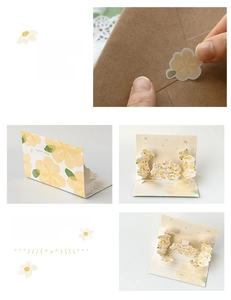 Detailed 3D floral greeting card set with kraft envelope and round seal stickers