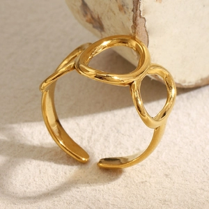 Bague ouverte multi-anneaux géométriques plaquée or 18 carats au design minimaliste chic