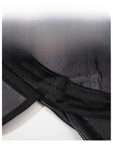 Detail view of the black moisture-wicking sweatband and soft grey fleece lining