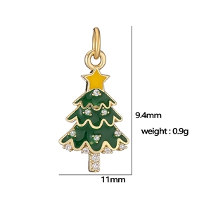 Christmas tree pendant in green enamel and gold finish with size and weight specs