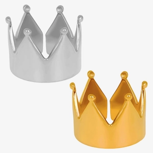 Minimalist Crown Ring 304 Stainless Steel 18K Gold Plated Adjustable Open Finger Jewelry For Women Girls