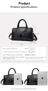 Macro shot of black crocodile texture tote with elegant golden metal hardware accents