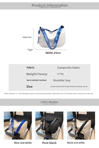 Detailed size chart and multi-color options for lightweight oxford fabric tote bag