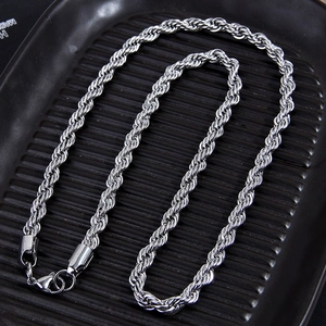 Stainless Steel Rope Chain Necklace Simple Twisted Link Fashion Jewelry For Men And Women