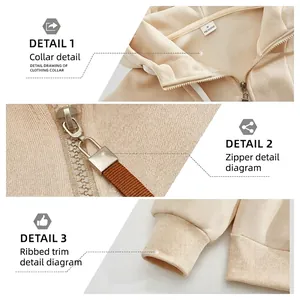 Men's heavyweight cream fleece hoodie featuring half-zip collar and ribbed cuffs details