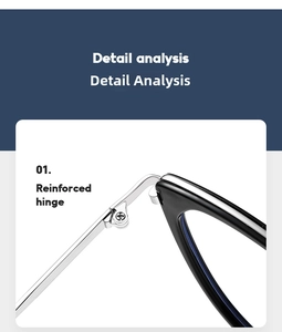 Close-up of reinforced silver metal hinges on black cat-eye sunglasses frames