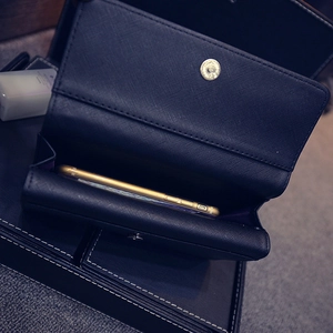Portafoglio lungo in pelle nera stile punk con doppia patta e spazio per smartphone
