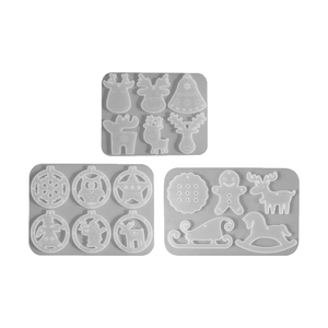 Ensemble de moules de Noël en silicone avec élan et flocon pour pendentifs en résine