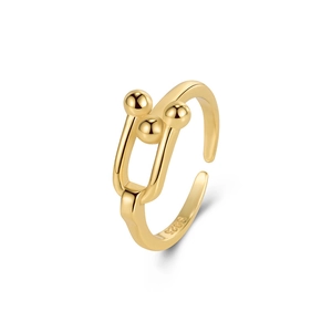 Minimalist 925 sterling silver gold horseshoe ring with adjustable open design for women