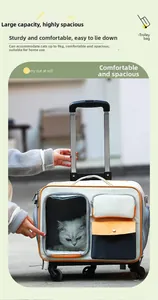 Vue détaillée du sac trolley pour chat avec roues et capacité de charge de 9 kg