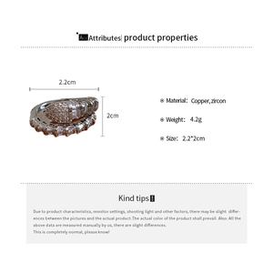 Detailed spec sheet of a zircon snake ring showing 2.2cm width and 4.2g copper material weight