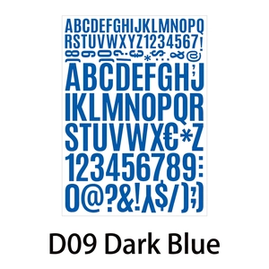 Detailed view of dark blue waterproof vinyl alphabet and number stickers for mailbox