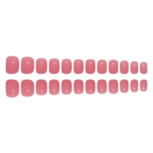 Glossy square light pink press-on nails set with 24 pieces in symmetrical arrangement
