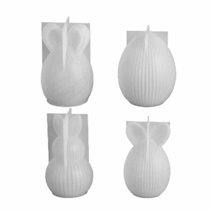 Easter egg bunny silicone mold set for DIY striped faceless rabbit candles and aromatherapy