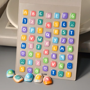 Nail Art Stickers 5D Embossed Alphabet Letters Numbers Symbols Macaron Colorful Jelly Texture DIY Manicure Decor