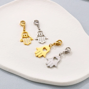 Breloques Main De Hamsa En Acier Inoxydable Pendentifs Avec Découpe De Coeur Et Oeil Maléfique Pour La Fabrication De Bijoux DIY