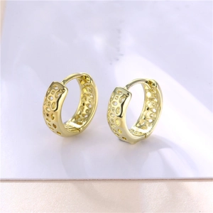 Elegant gold hollow geometric hoop earrings for women in a minimalist modern style