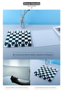 Macro detail of flexible silicone chess board mold with translucent material for DIY resin casting