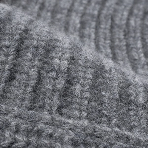 Thick wool knit bucket hat in grey with soft ribbed texture for winter warmth