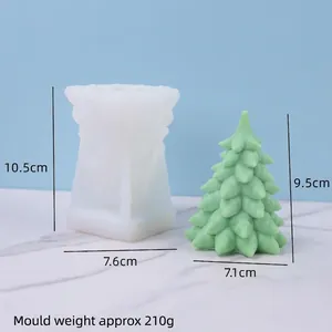 Silicone Christmas tree mold for candles and soaps with precise 10.5cm height dimension