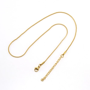 Polished gold stainless steel chain necklace with lobster clasp and extension chain