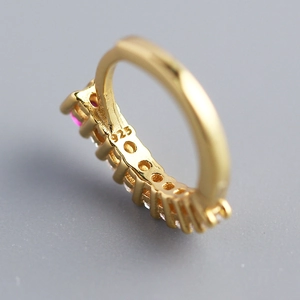 S925 sterling silver hoop earrings with gold plating and colorful zircon stones