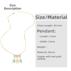 Detailed size specifications for heart zircon and gold plated pendant necklace