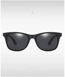 Front view of classic black polarized sunglasses with high-definition lenses and frames