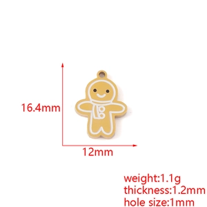Detailed size chart of a 18K gold-plated gingerbread man pendant with 16.4mm height