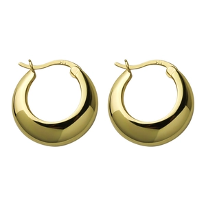 Polished gold S925 sterling silver chunky hoop earrings with a minimalist curved design