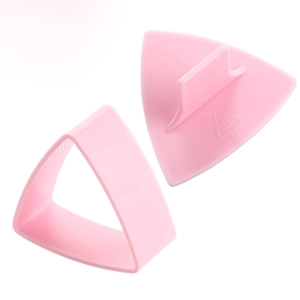 Pink triangular rice ball mold set made of food-grade PP plastic for DIY sushi bento making