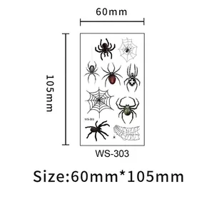 3D spider and web temporary tattoo stickers set, waterproof design, size 60x105mm