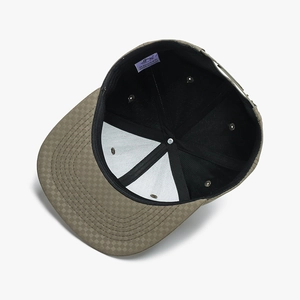 Khaki waffle texture baseball cap with breathable black mesh lining and inner detail
