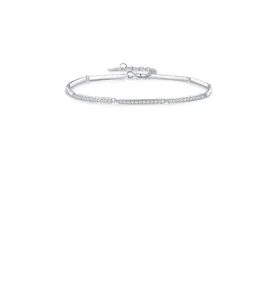 Macro view of 925 sterling silver bar bracelet featuring sparkling pavé zircon details