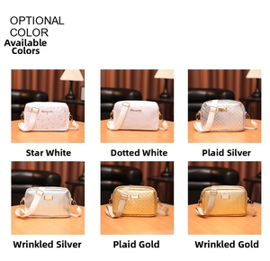 Detailed grid of mini crossbody bags showing various colors and textures with wide straps