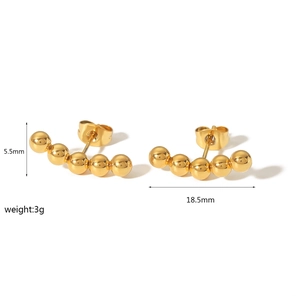 Elegant 18K gold plated stainless steel beaded earrings with geometric ball design