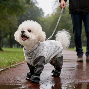 Hunde Overall Mit Integrierten Schuhen Wasserdicht Leder Flanell Warm Winter Outdoor Kleidung Für Kleine Hunde Reflektierend